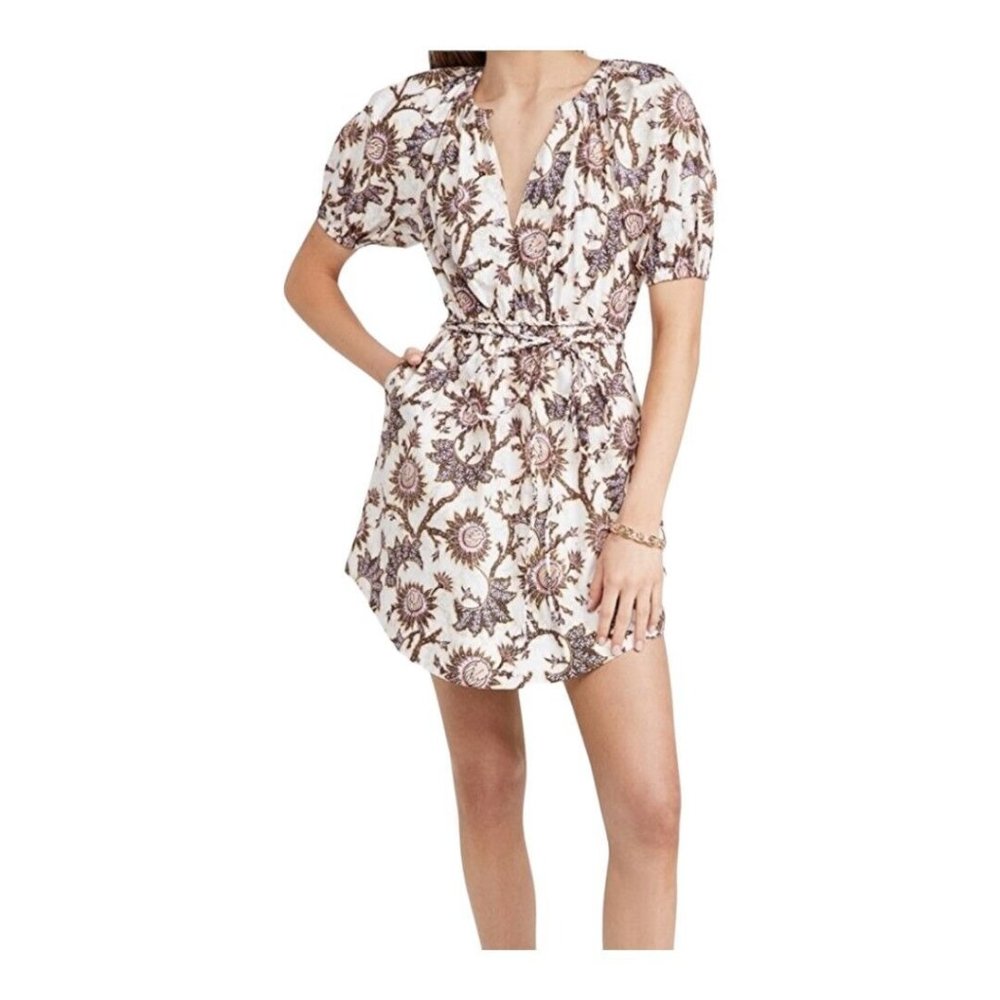 A.L.C. Adelaide Floral Tie-Waist Mini Dress Floral Women's Size 10 Large